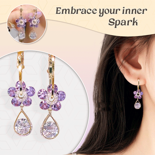 Purple Flower Crystal Earrings
