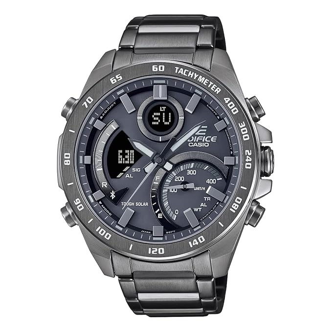 Casio Edifice ECB-900MDC-1ADR Gray Analog-Digital Dial Gray Ion Plated Stainless Steel Band Men's Watch