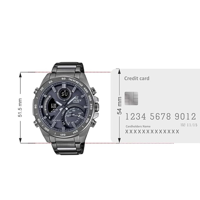 Casio Edifice ECB-900MDC-1ADR Gray Analog-Digital Dial Gray Ion Plated Stainless Steel Band Men's Watch
