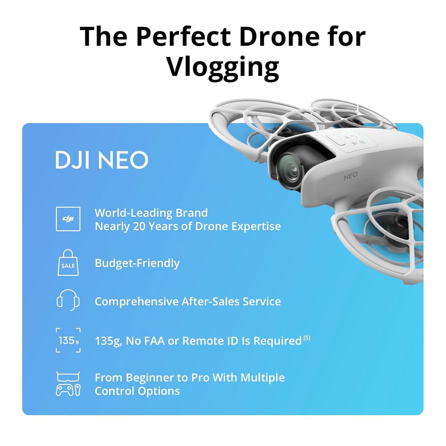 DJ'I Neo Fly More Combo, Mini Drone with 4K UHD Camera for Adults, 135g Self Flying Drone