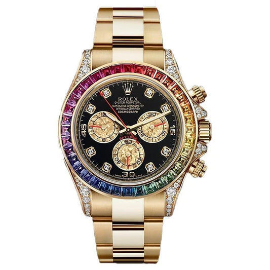 RLX Watch Rainbow Diamond Gold Metal Men's Watch RLX-Rainbow
