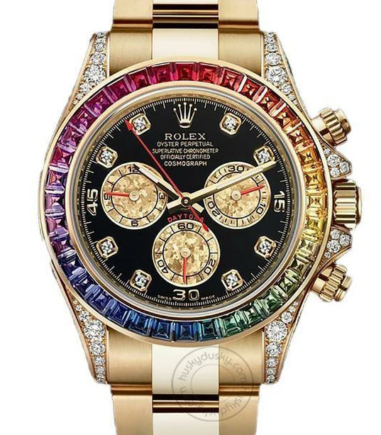 RLX Watch Rainbow Diamond Gold Metal Men's Watch RLX-Rainbow