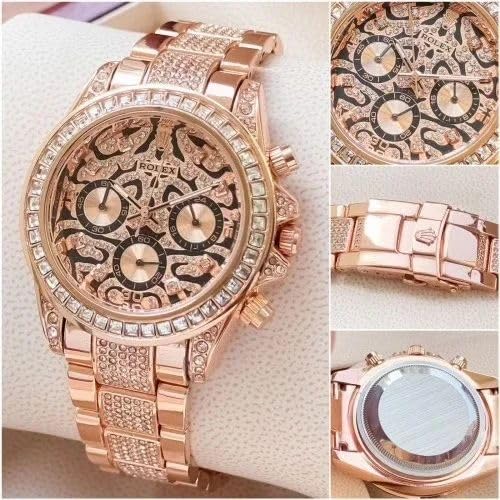 RLX Diamond Set - Eye of the Tiger Watch With Rosegold Color For Men's And Women's-Rlx-Tiger-4042